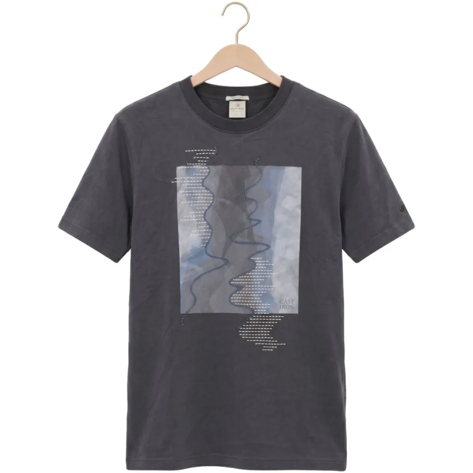 Cast Iron Heren Polo's & T-shirts Short Sleeve R-neck Regular Fit Peached Jersey - Antraciet, foto 2