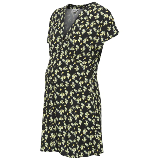 Only Maternity zwangerschaps mini jurk zwart Zwart/geel