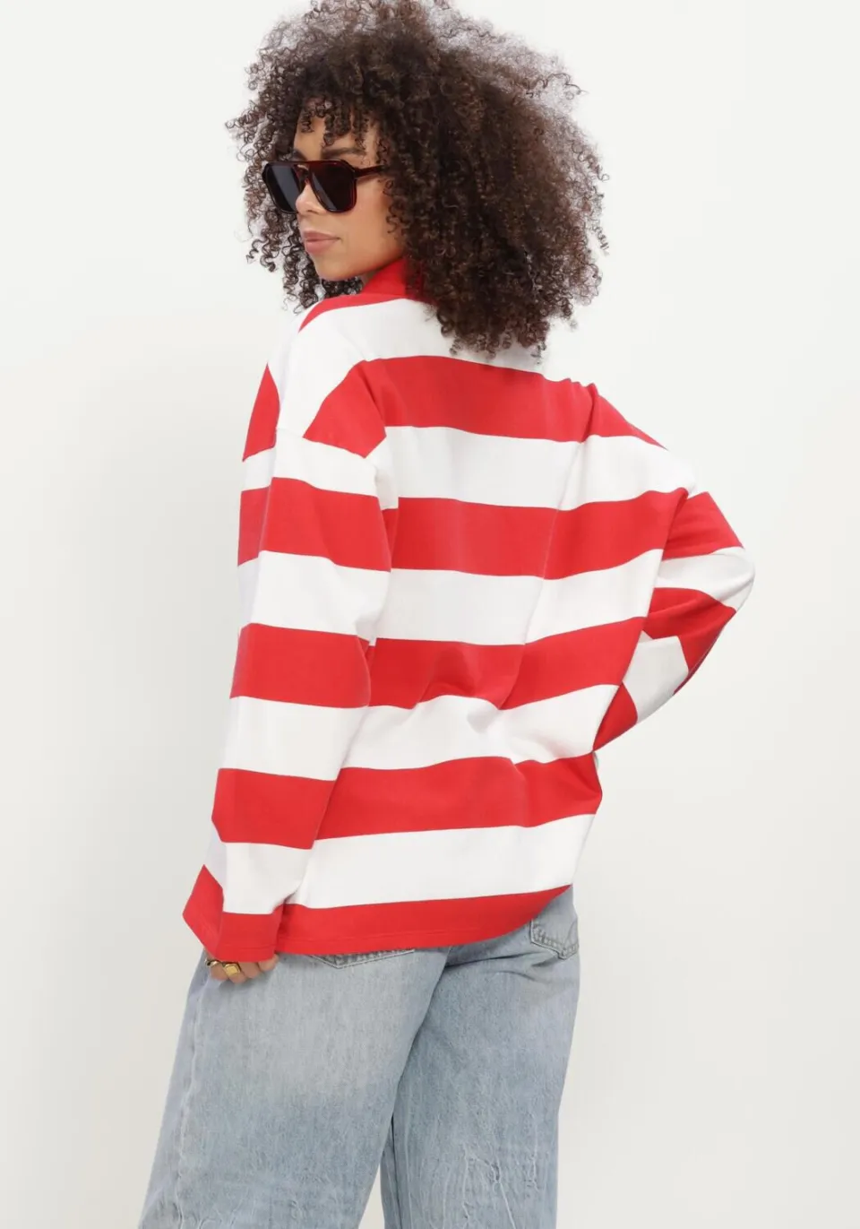 Alix The Label Dames Truien & Vesten Ladies Knitted Block Stripe Polo Sweater - Rood, foto 4