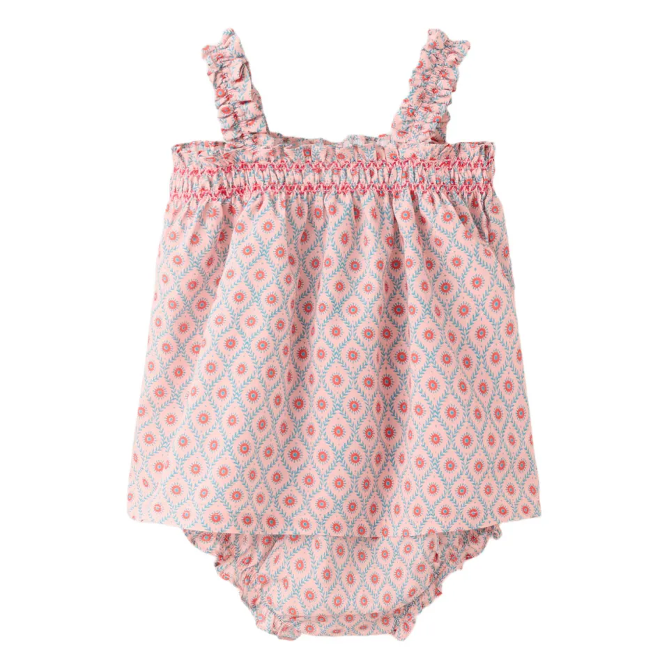 Mango Kids korte jurk met print en ruches roze, foto 2