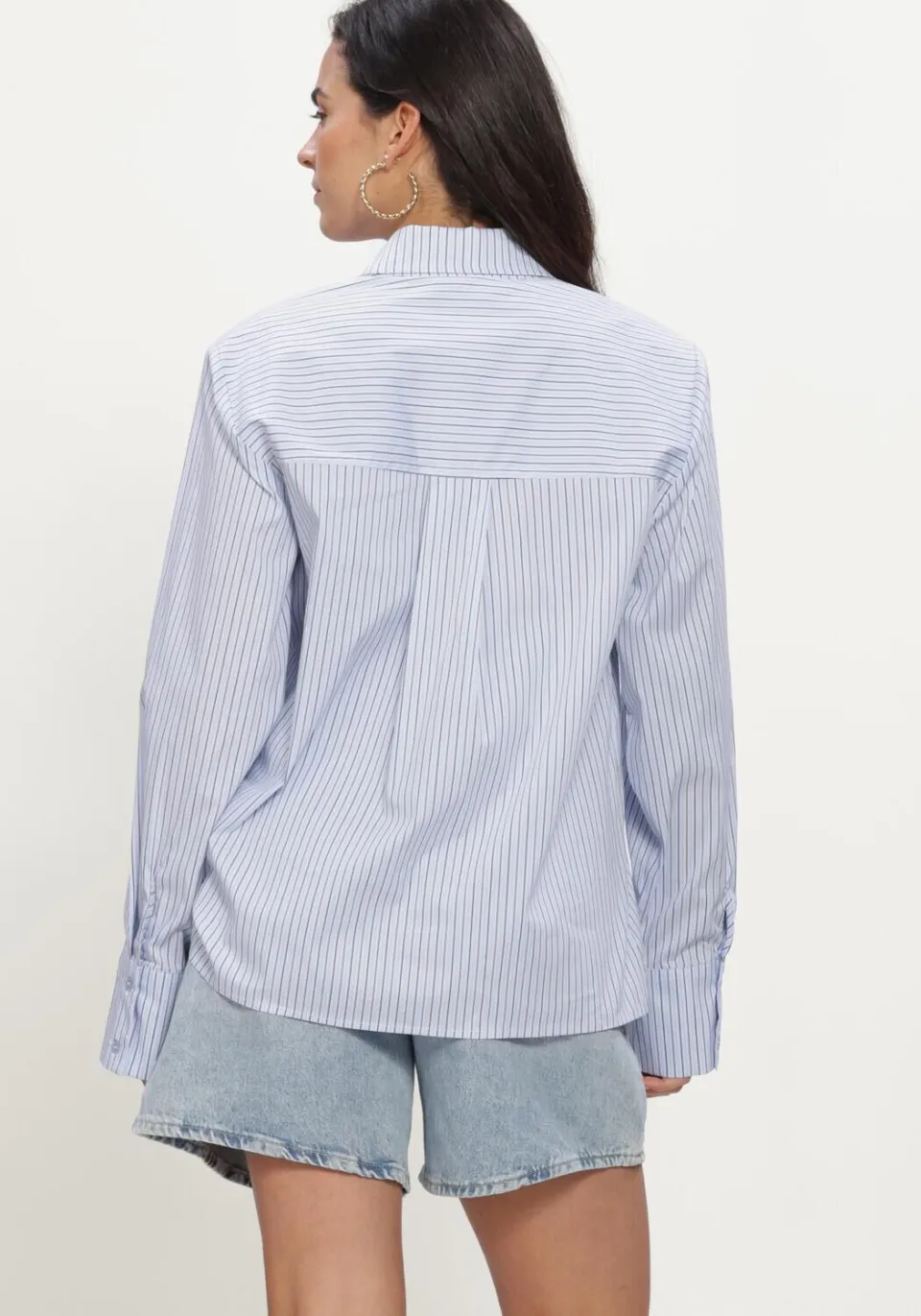 Notre-V Nv-irma blouse lichtblauw gestreept, foto 3