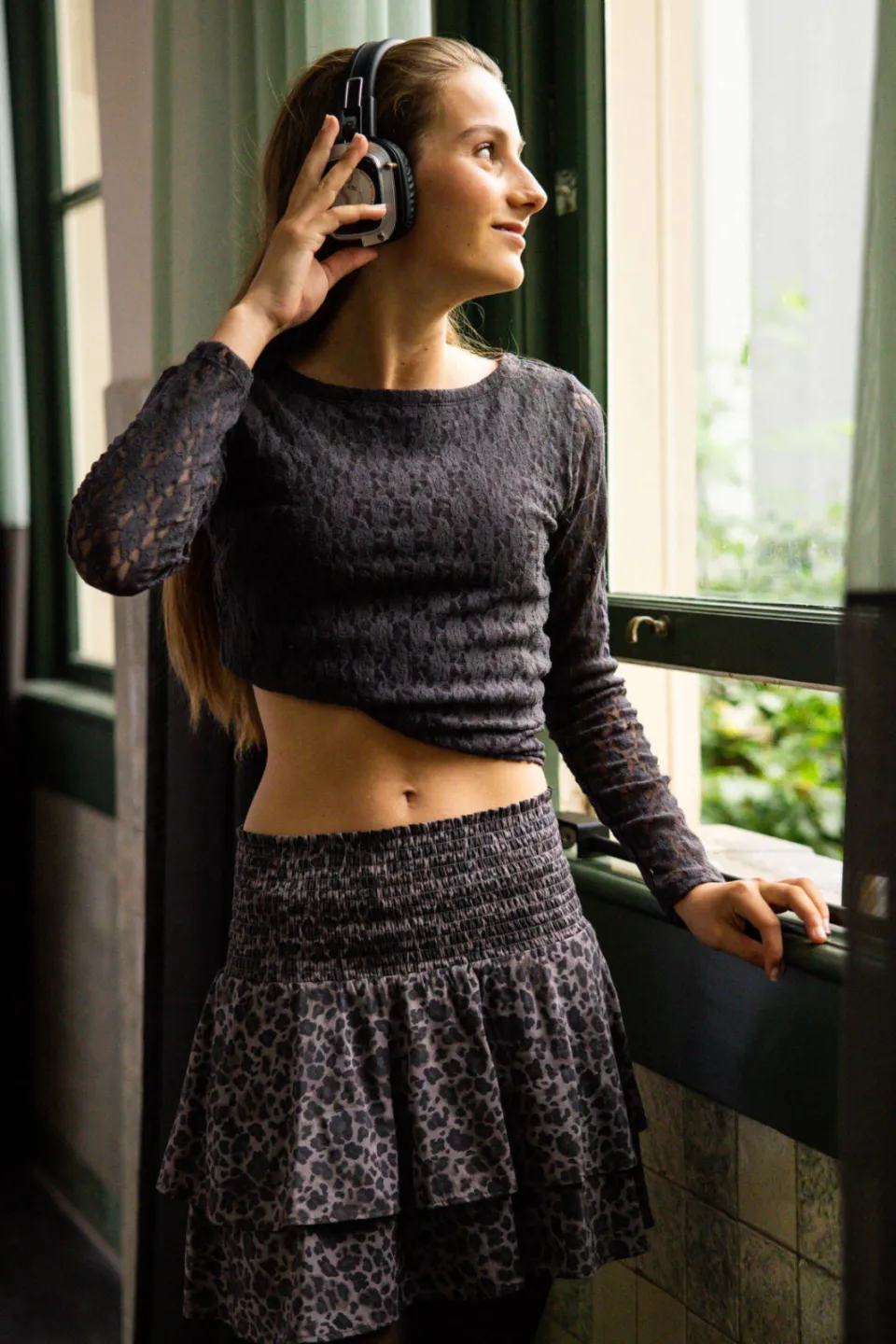 LOOXS 10sixteen kanten aansluitende longsleeve zwart, foto 6