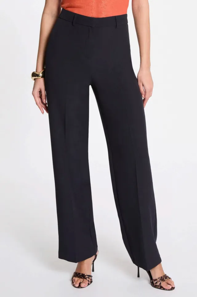 Morgan straight high waist pantalon marineblauw, foto 3