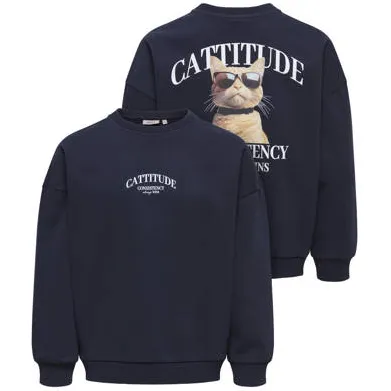 KIDS ONLY GIRL oversized gebreide sweater met backprint - donkerblauw, foto 3