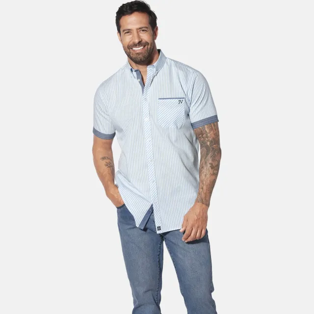 Jan Vanderstorm casual overhemd lichtblauw