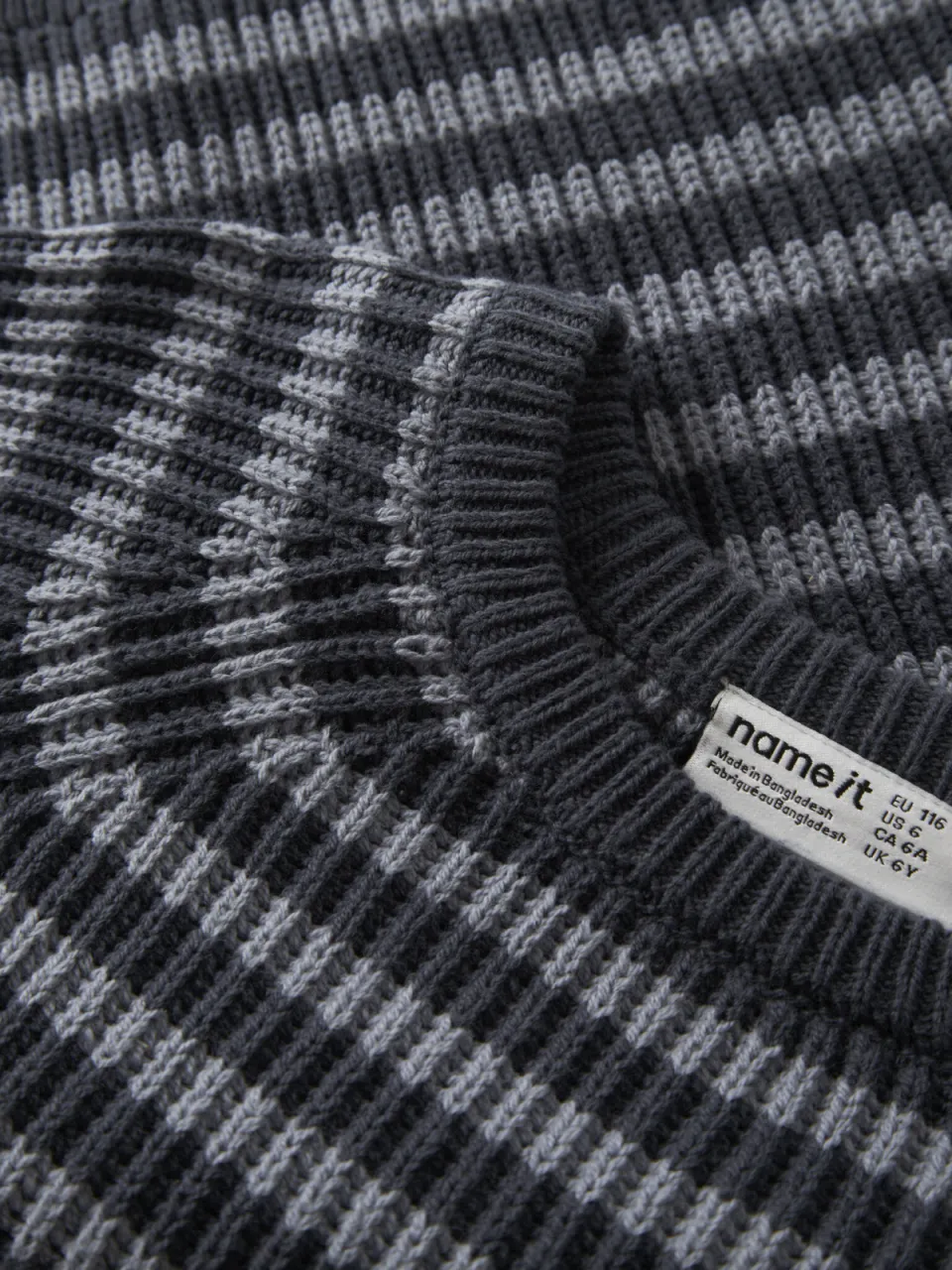 NAME IT MINI gestreepte gebreide trui - donkerblauw/grijs, foto 3