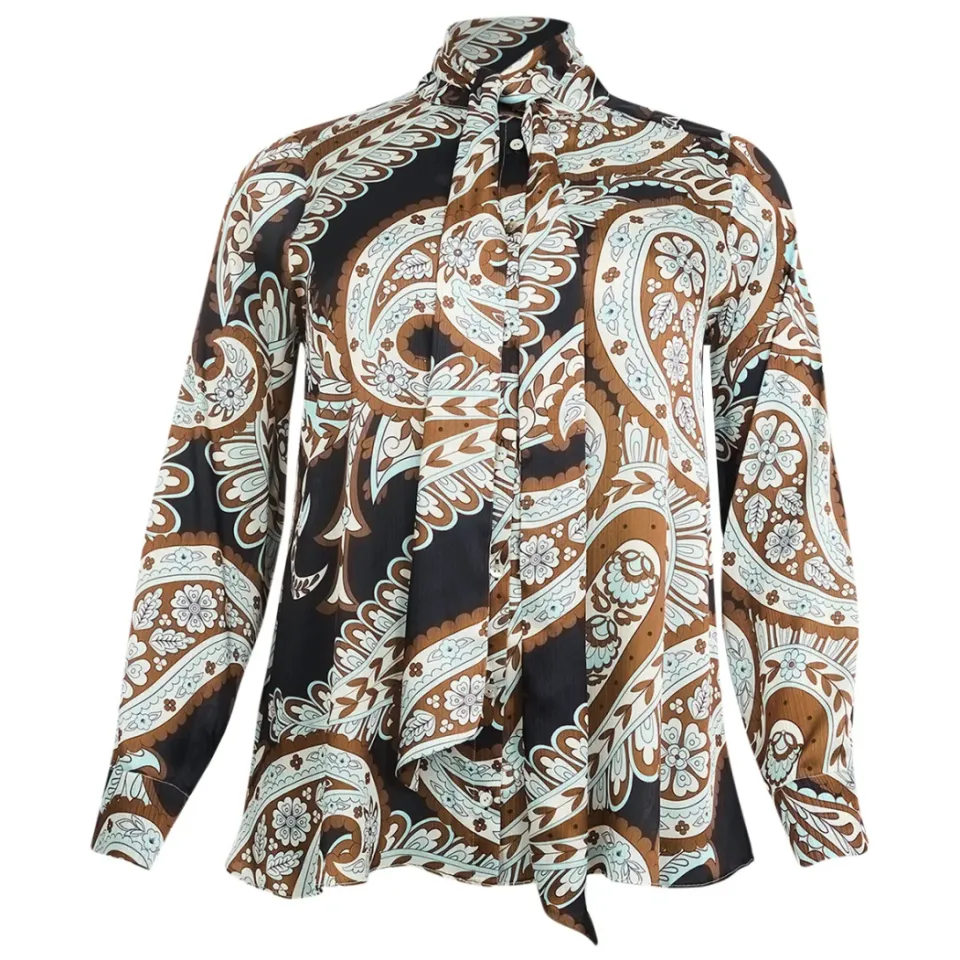 Yoek Paisley blouse blauw, foto 4