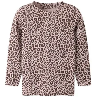 NAME IT MINI rechtvallende longsleeve met panterprint lila Lila/zwart