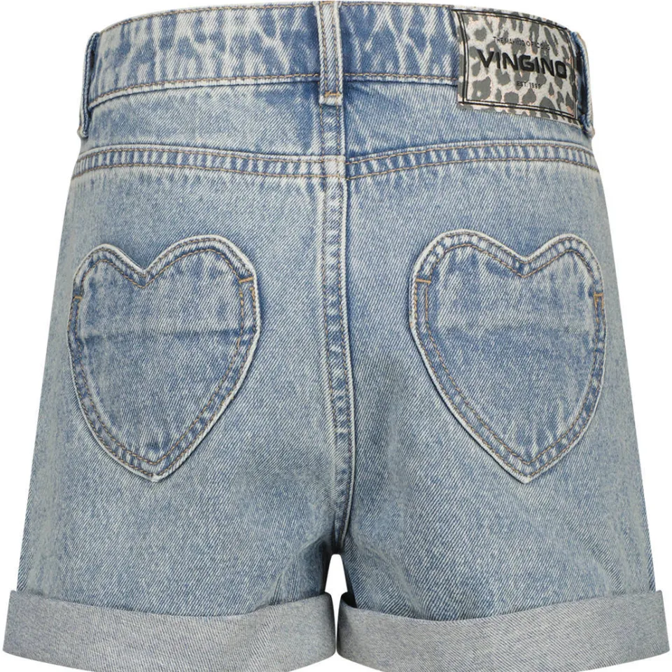 Vingino relaxed jeansshort lichtblauw denim, foto 4