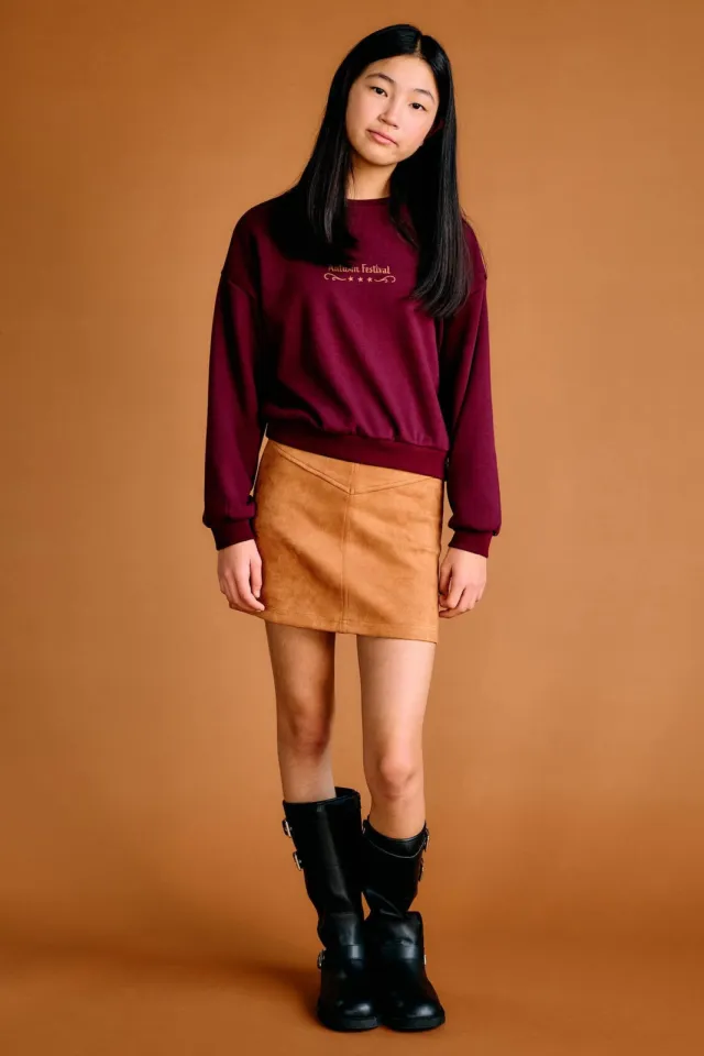 NoBell’ sweater met backprint Donkerrood