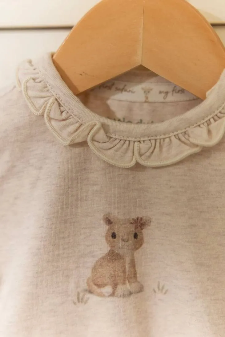 Little Dutch katoenen romper met ruches en print - beige, foto 3