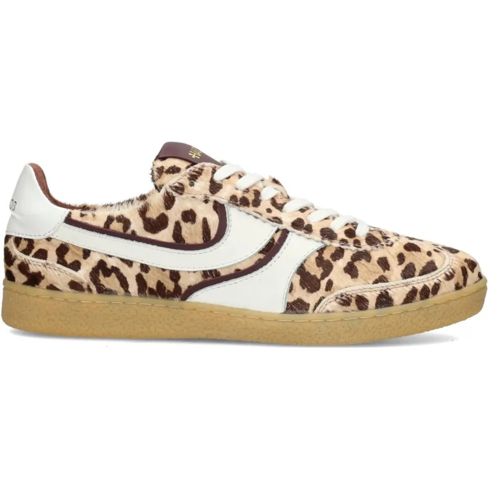 Haboob leren sneakers met panterprint beige/bruin Bruin met dierenprint