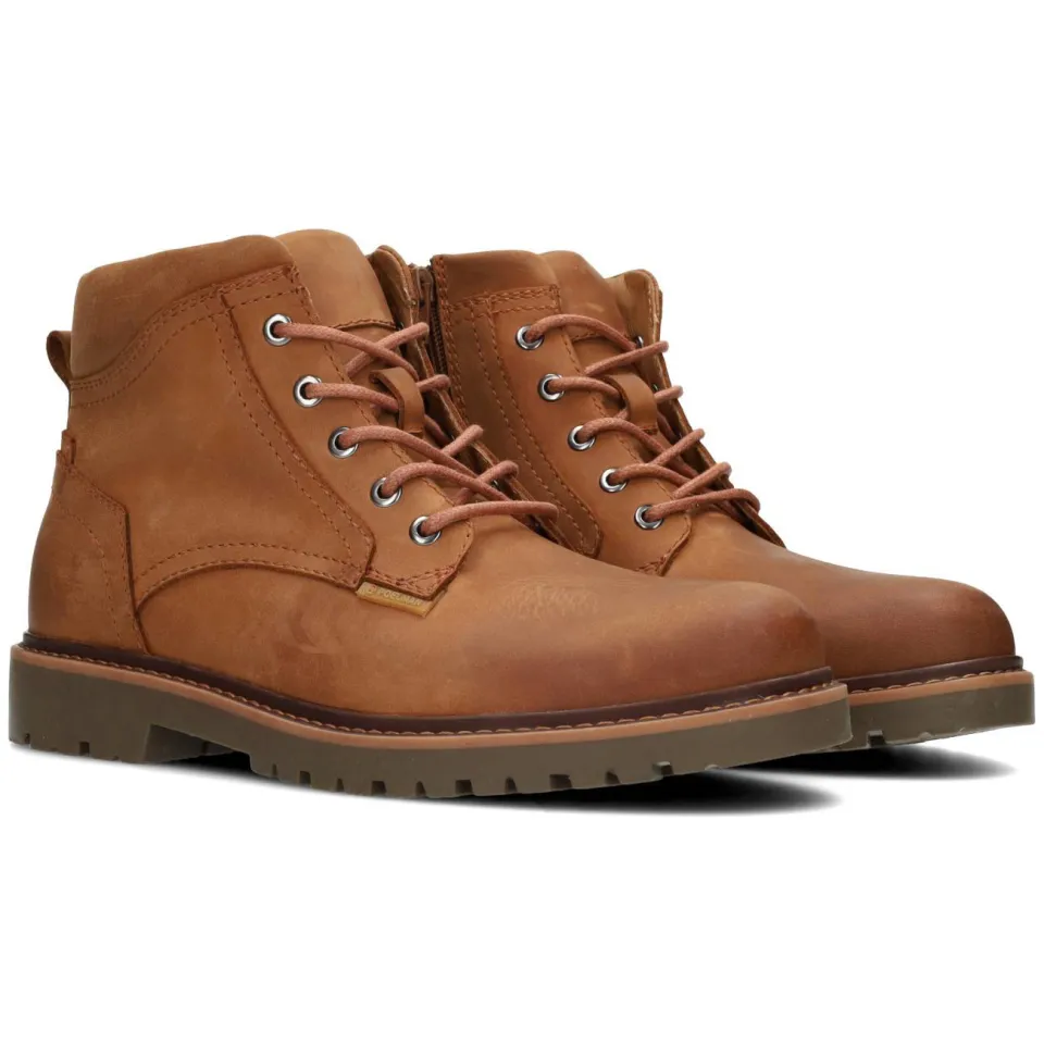 Poelman Ton leren veterboots cognac