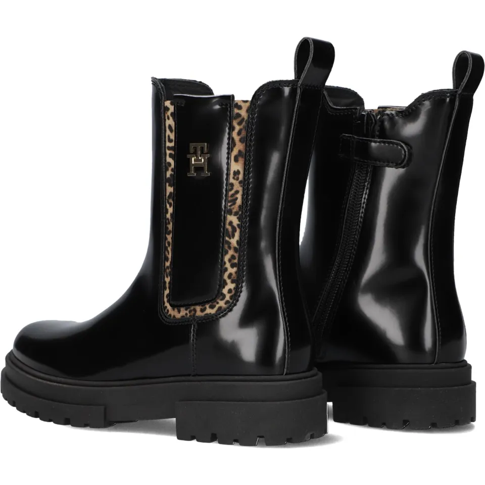Tommy Hilfiger enkelboots met panterprint zwart, foto 6