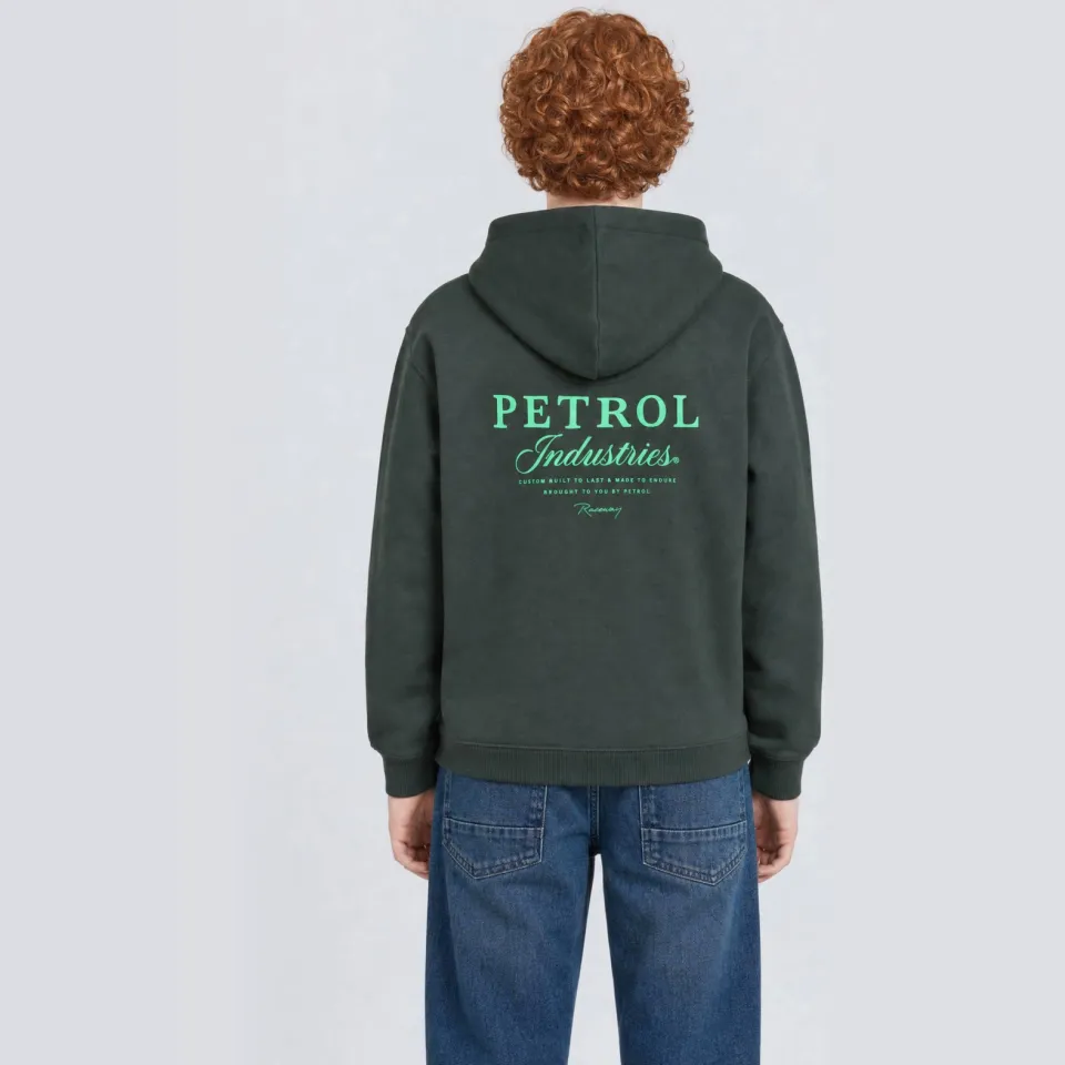 Petrol Industries rechtvallende hoodie met logo - donkergroen, foto 2