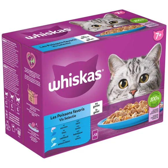 Whiskas 7+ Senior vis selectie in gelei natvoer kat, foto 2