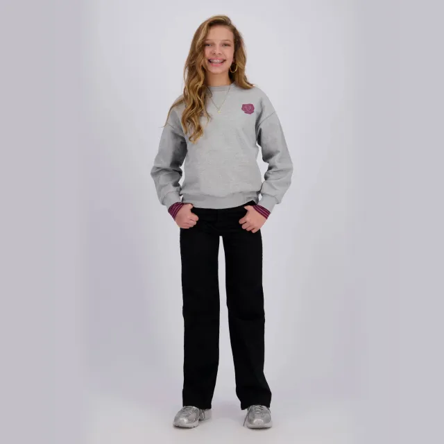 Raizzed boxy sweater met backprint - grijs Grijs melange