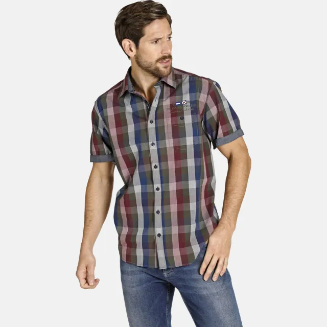 Jan Vanderstorm casual overhemd multi Donkerrood