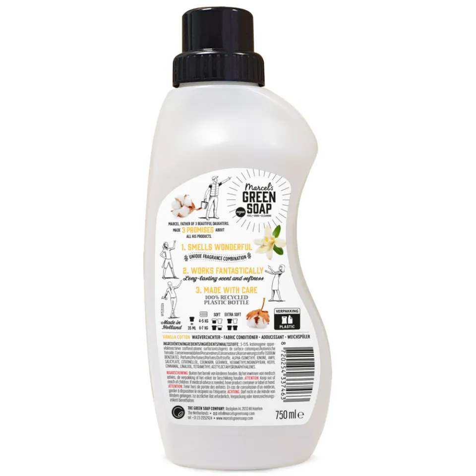 Marcel's Green Soap Wasverzachter Katoen & Vanilla 30 Wasbeurten 750 ml