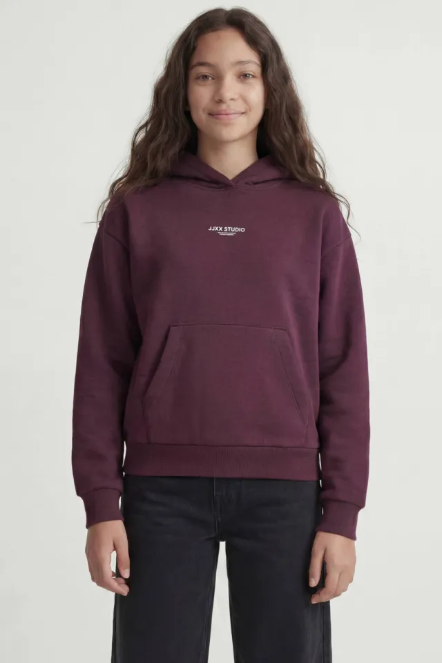 JJXX GIRL sweat hoodie met tekst - donkerrood