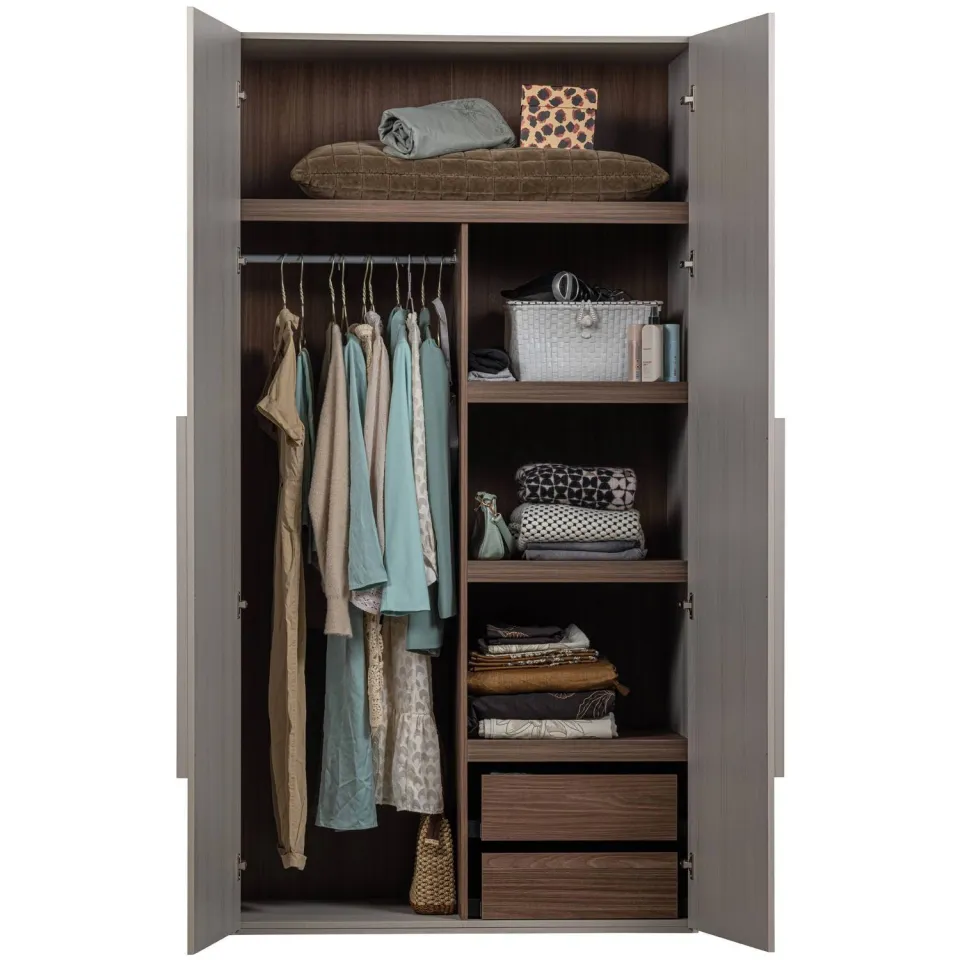 WOOOD Rens kledingkast 2-deurs pebble grey