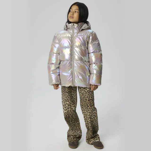 NAME IT winterjas metallic zilver Beige/roze/groen