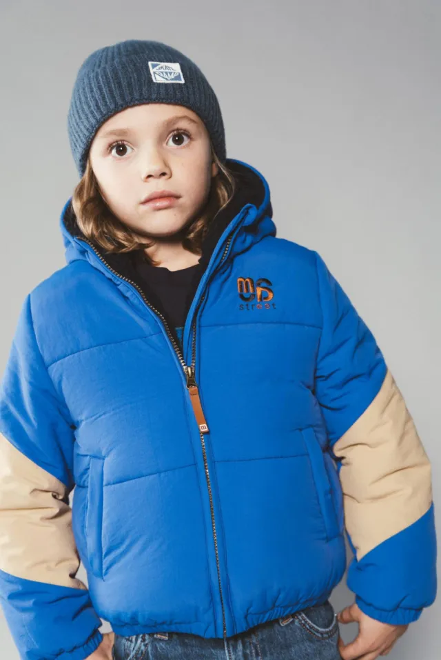 Moodstreet gewatteerde winterjas helderblauw beige, foto 2