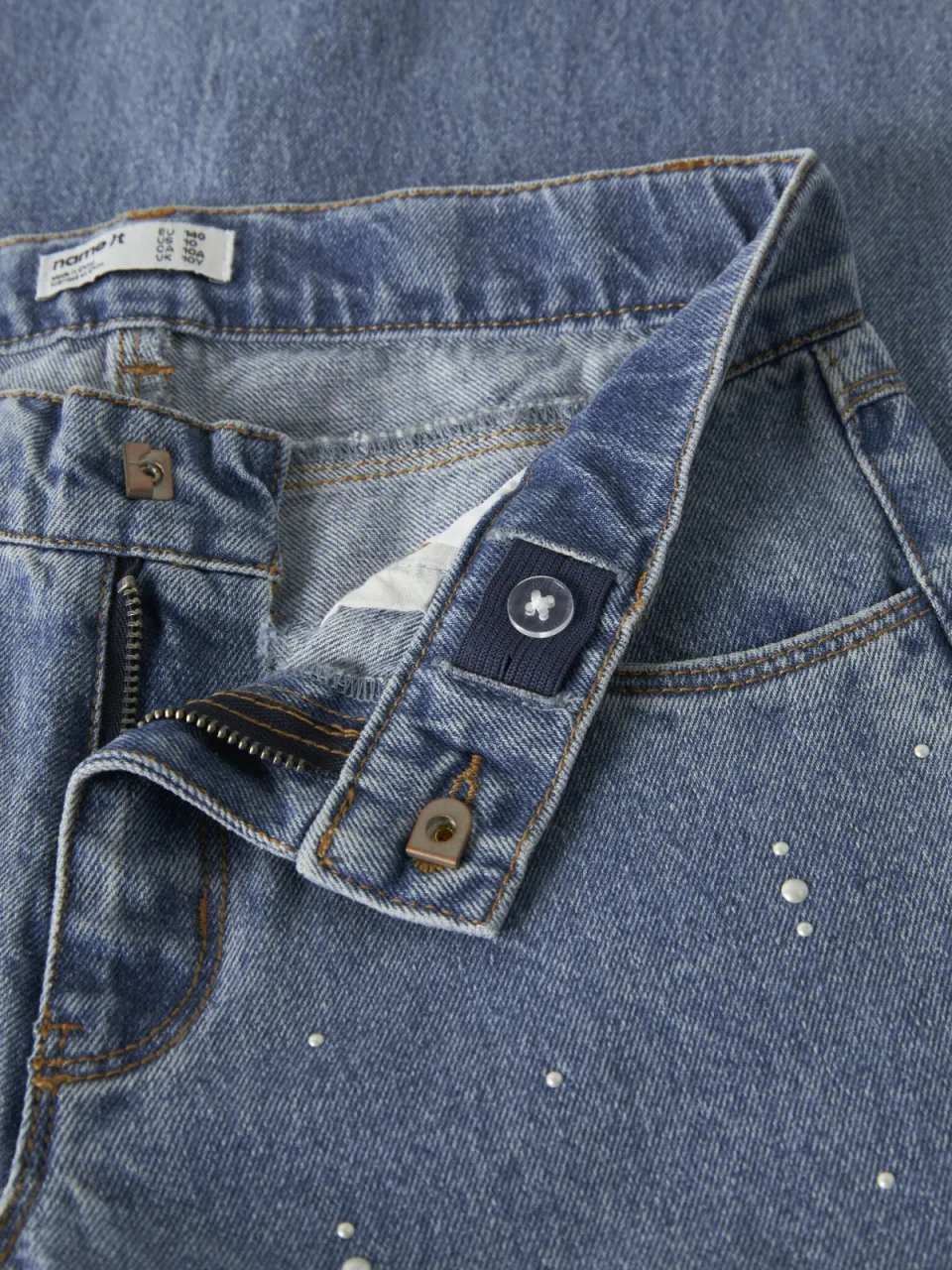 NAME IT KIDS NKFROSE wide leg jeans met print en studs - mediumblauw, foto 7