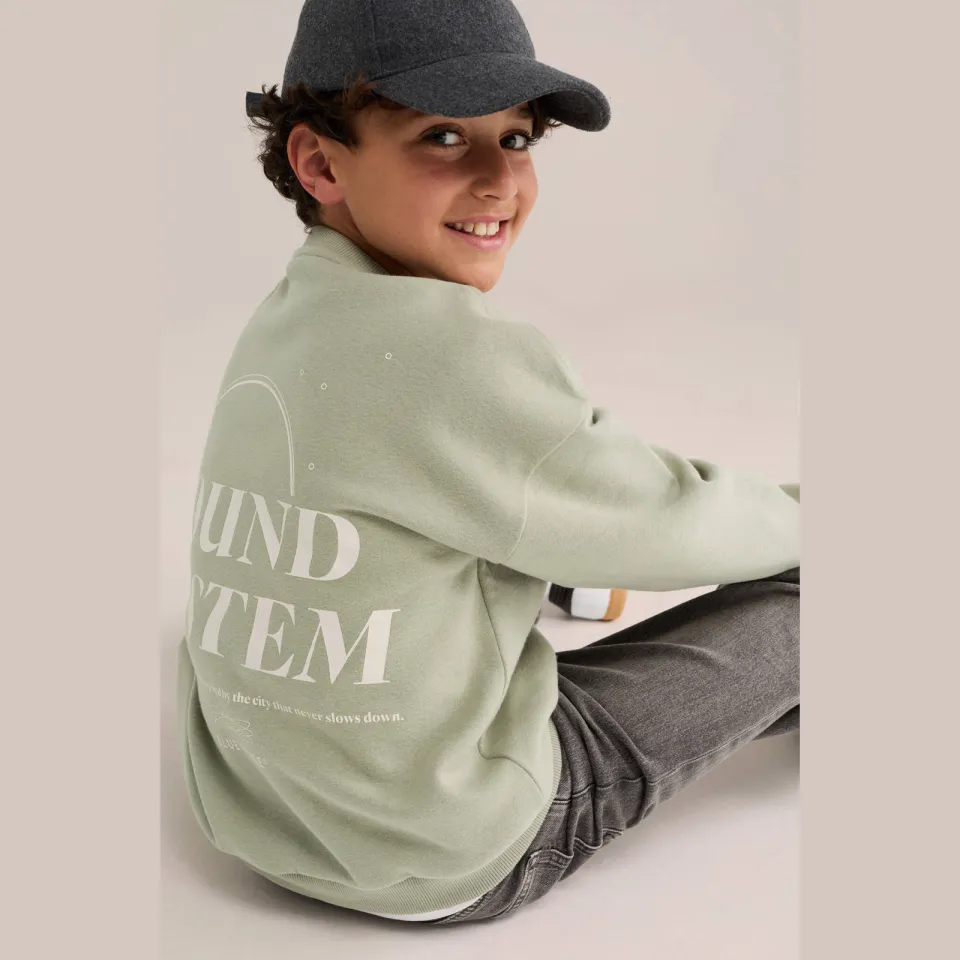 WE Fashion Blue Ridge sweater met backprint - lichtgroen, foto 5