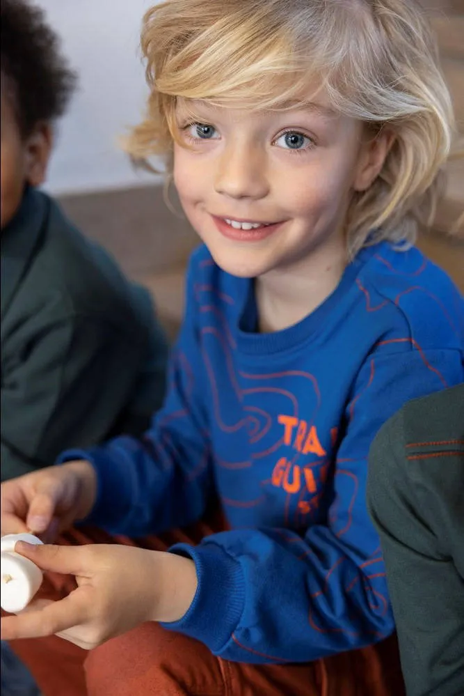 Sturdy sweater oranje/blauw Chasing trails, foto 6