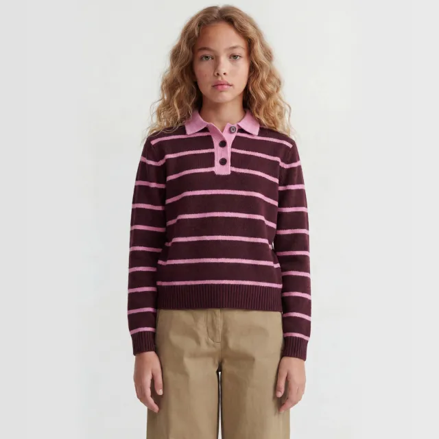 JJXX GIRL gebreide gestreepte trui met wol - donkerrood Donkerrood/roze