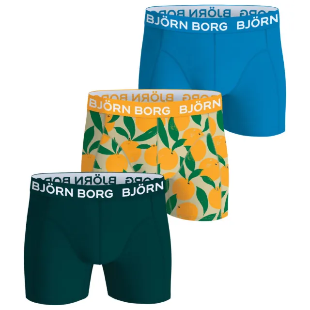 Björn Borg boxershorts set van 3 geel, blauw en groen Geel/blauw/donkerblauw