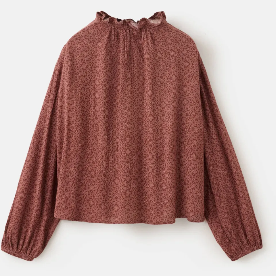Mango blouse met print roest koper, foto 2