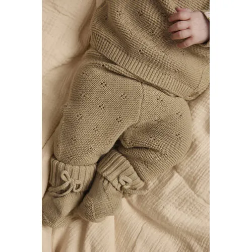 Lil' Atelier Baby katoenen gebreide babybroek beige, foto 4