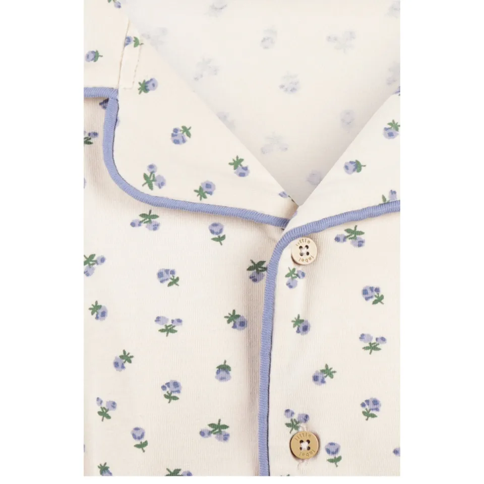 Little Label pyjama met paarse bloemen print ecru klassieke kraag, foto 4