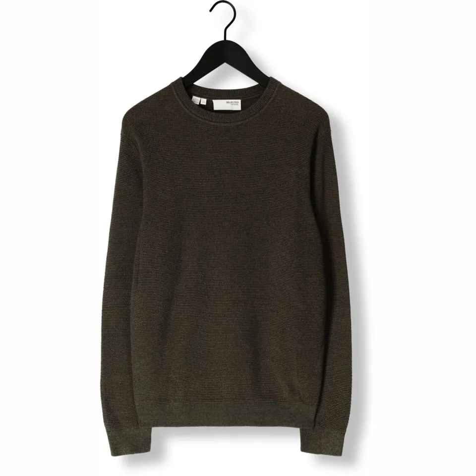 SELECTED MEN Heren Truien & Vesten Slhross Ls Knit Structure Crew Neck Noos - Groen, foto 2