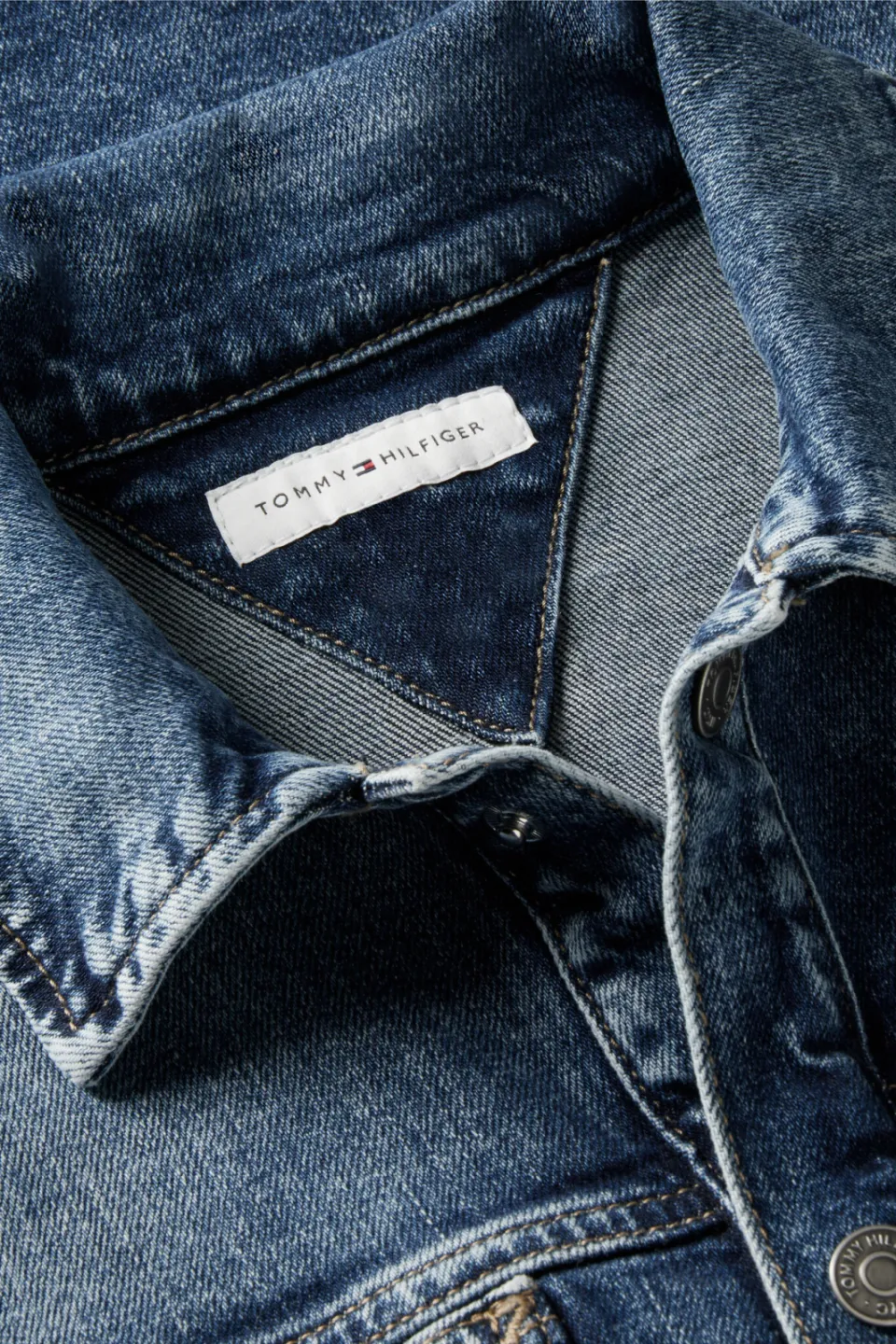 Tommy Hilfiger denim overhemd - middelblauw Effen, foto 4