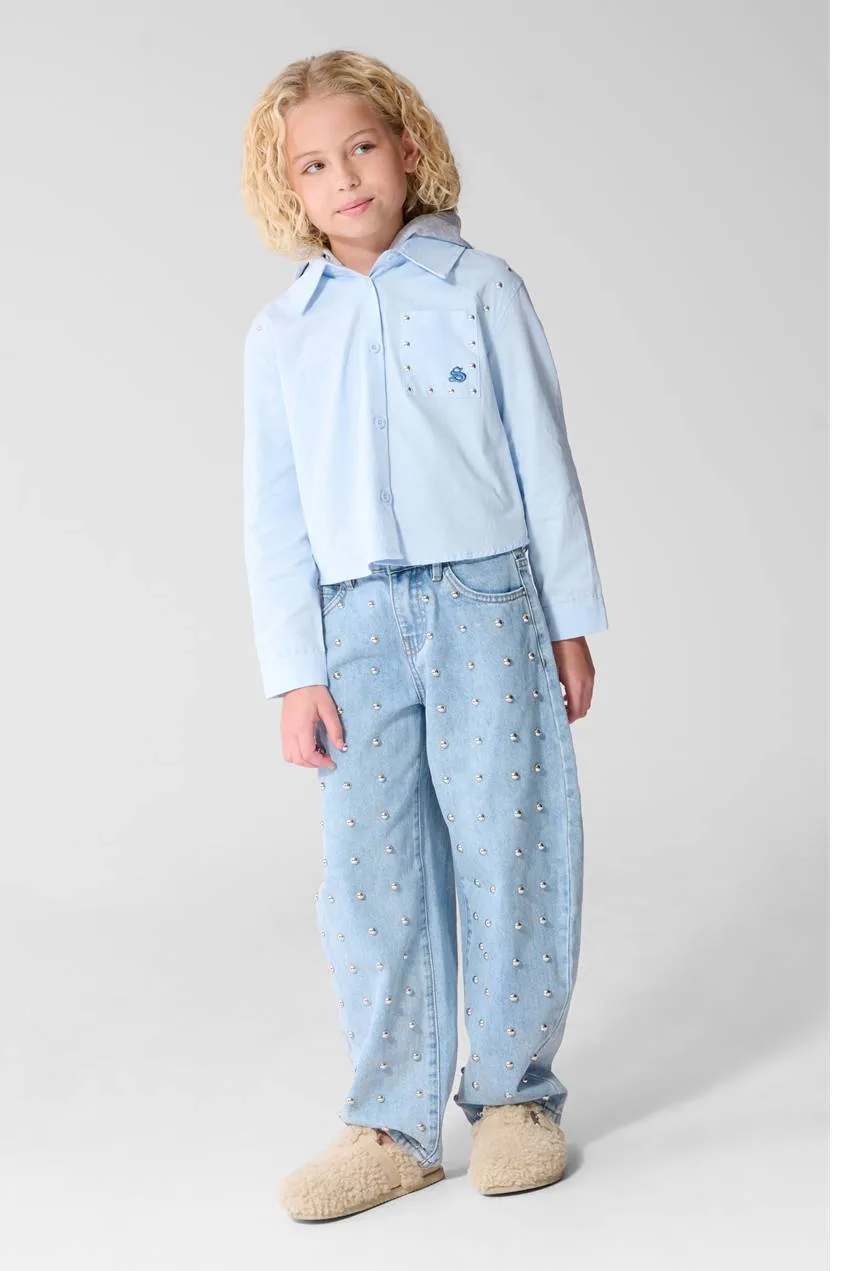 Shoeby blouse met capuchon lichtblauw lichtblauw/grijs, foto 4