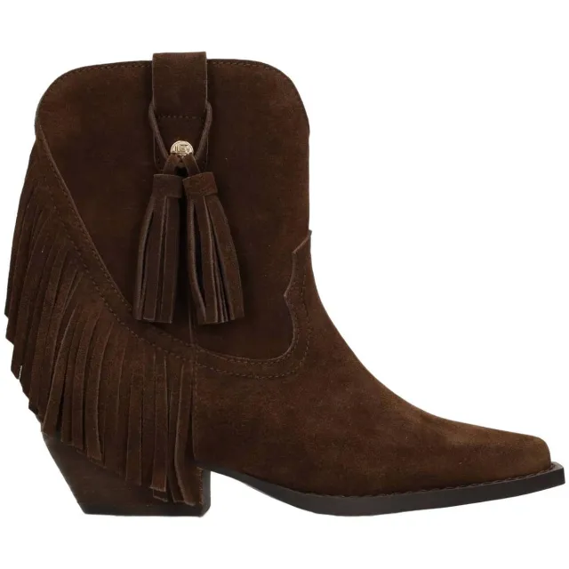 Haboob Beth suède cowboylaarzen met franjes donkerbruin
