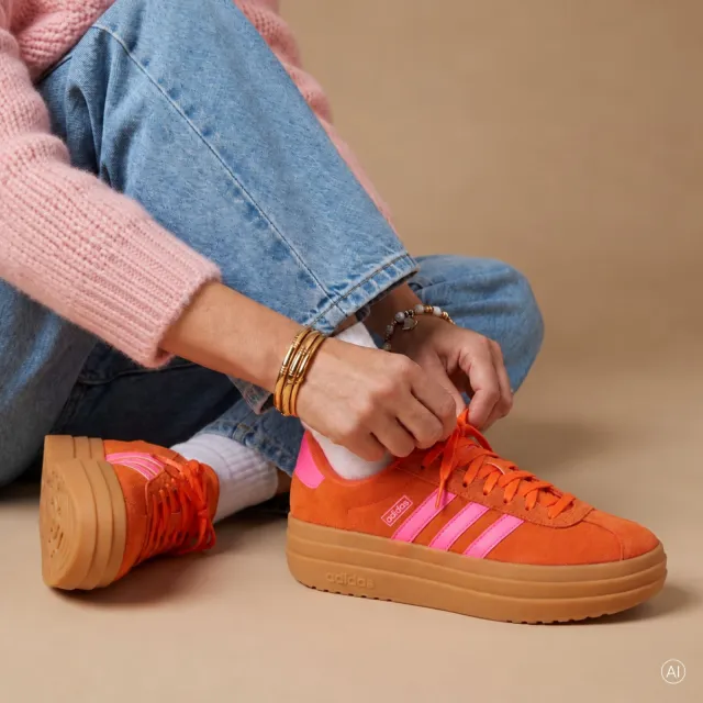 Adidas VL Court Bold Sneakers oranje Leer, foto 5