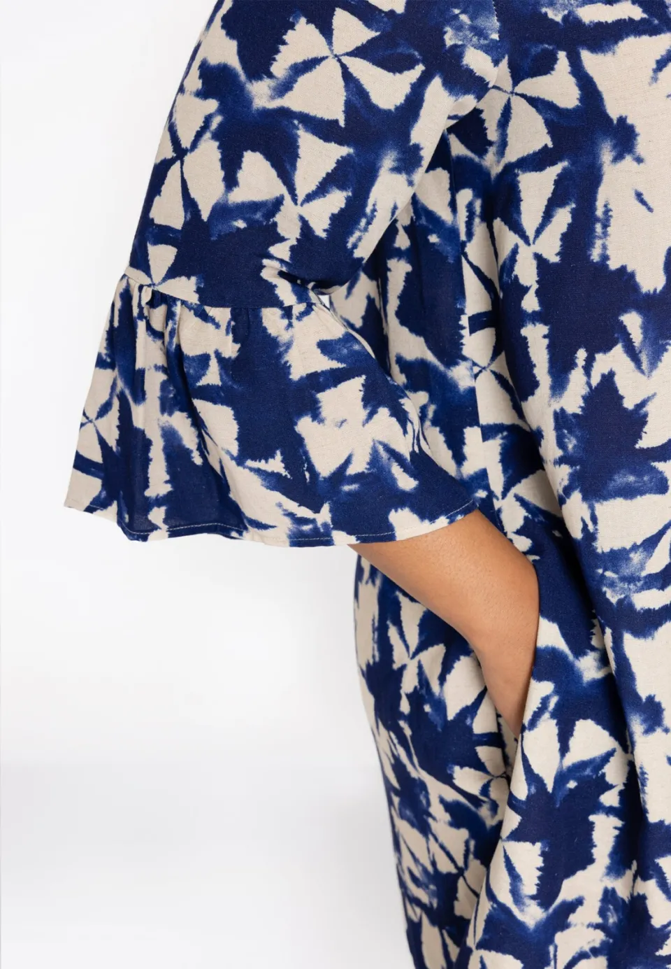 Yoek TESSA jurk met ruches blauw, foto 8