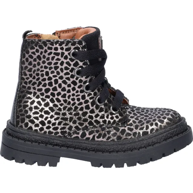 Nelson Kids suède veterboots zwart/zilver