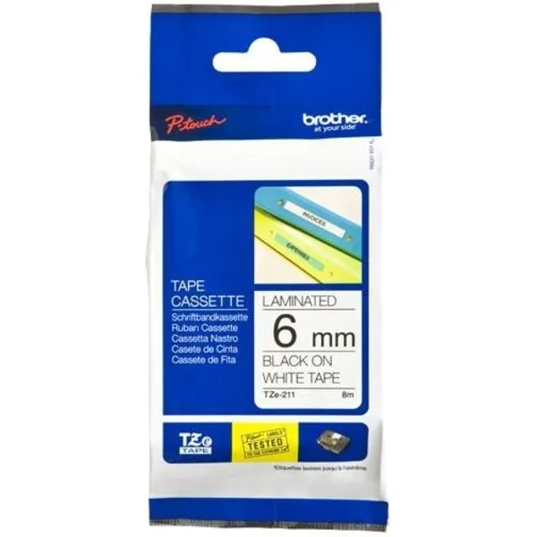 Brother TZe-211 Tape Zwart op wit (6 mm), foto 2