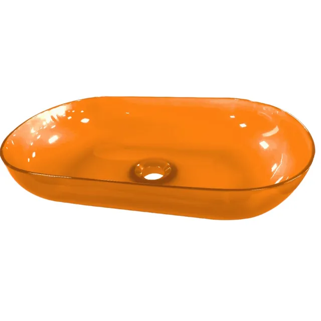 Waskom Best Design Opbouw 54x34x12 cm Resin Transparant Oranje
