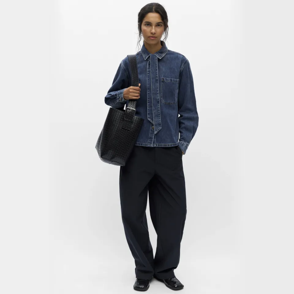 Object Objrosie blouse denim middelblauw Medium blue denim