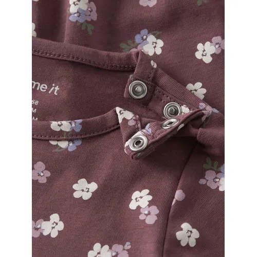 NAME IT BABY gebloemde romper - donkerrood Meisjes Stretchkatoen Ronde hals, foto 3