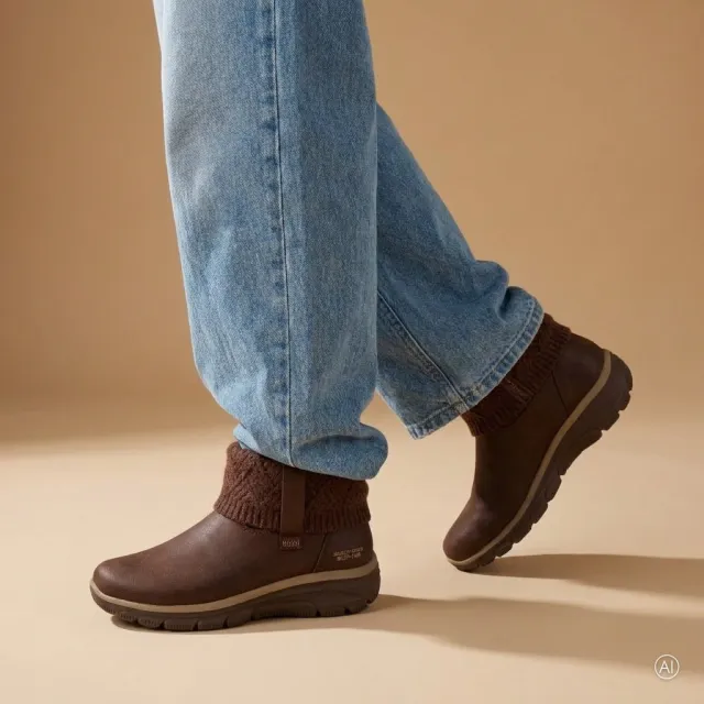 Skechers Slip-ins Easy Going enkellaarsjes bruin Donkerbruin