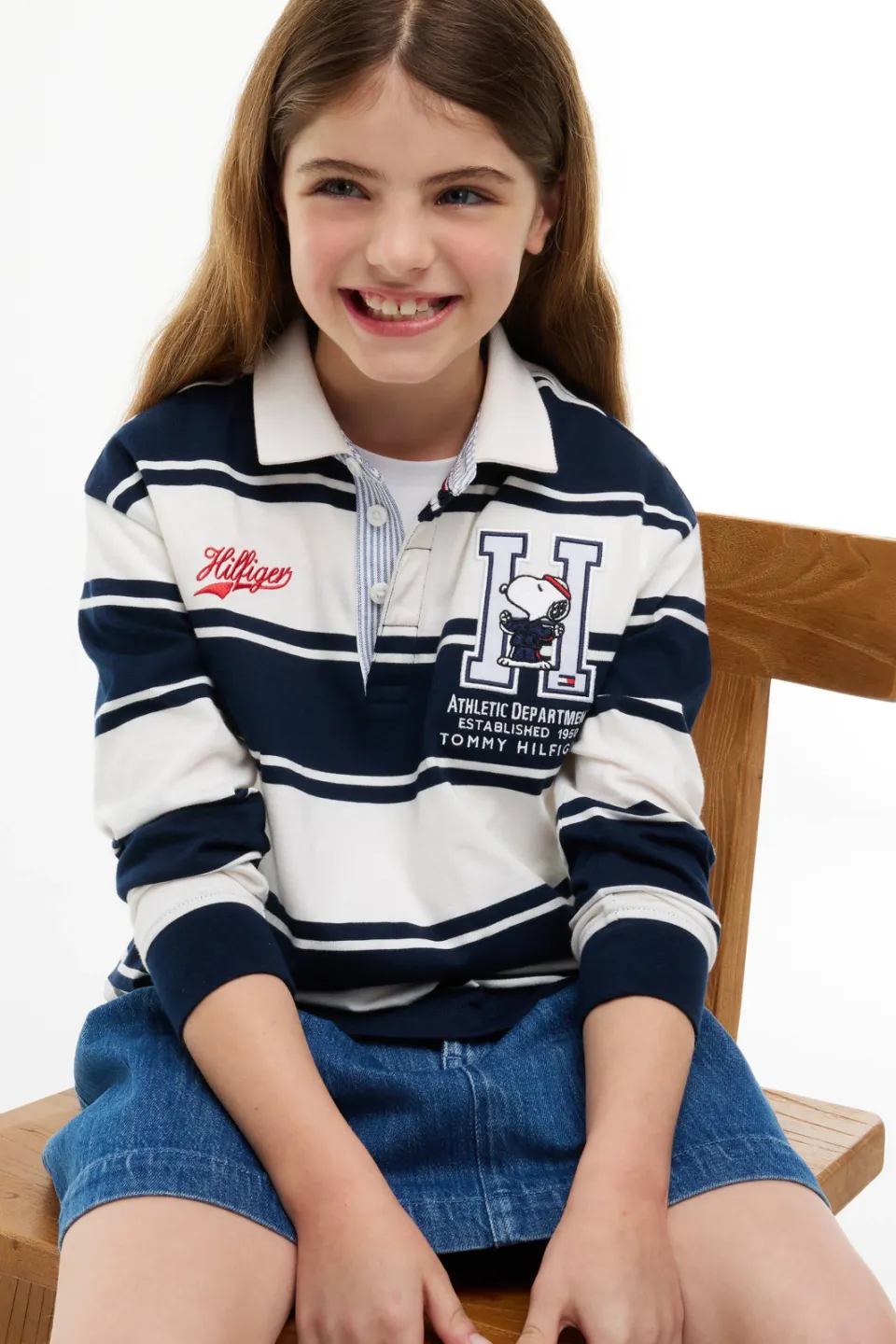 Tommy Hilfiger x Peanuts Snoopy longsleeve polo donkerblauw wit, foto 3