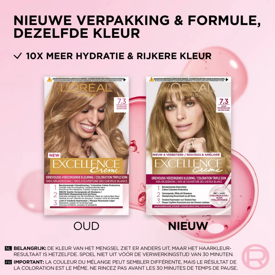 L'oréal Excellence haarkleurmiddel 7.3 goud middenblond, foto 4