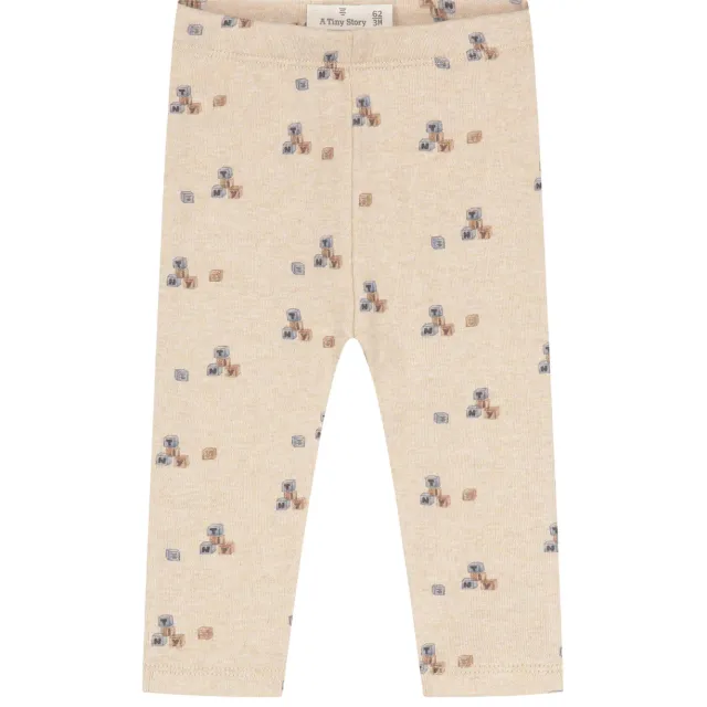 A Tiny Story katoenen babybroek met print beige